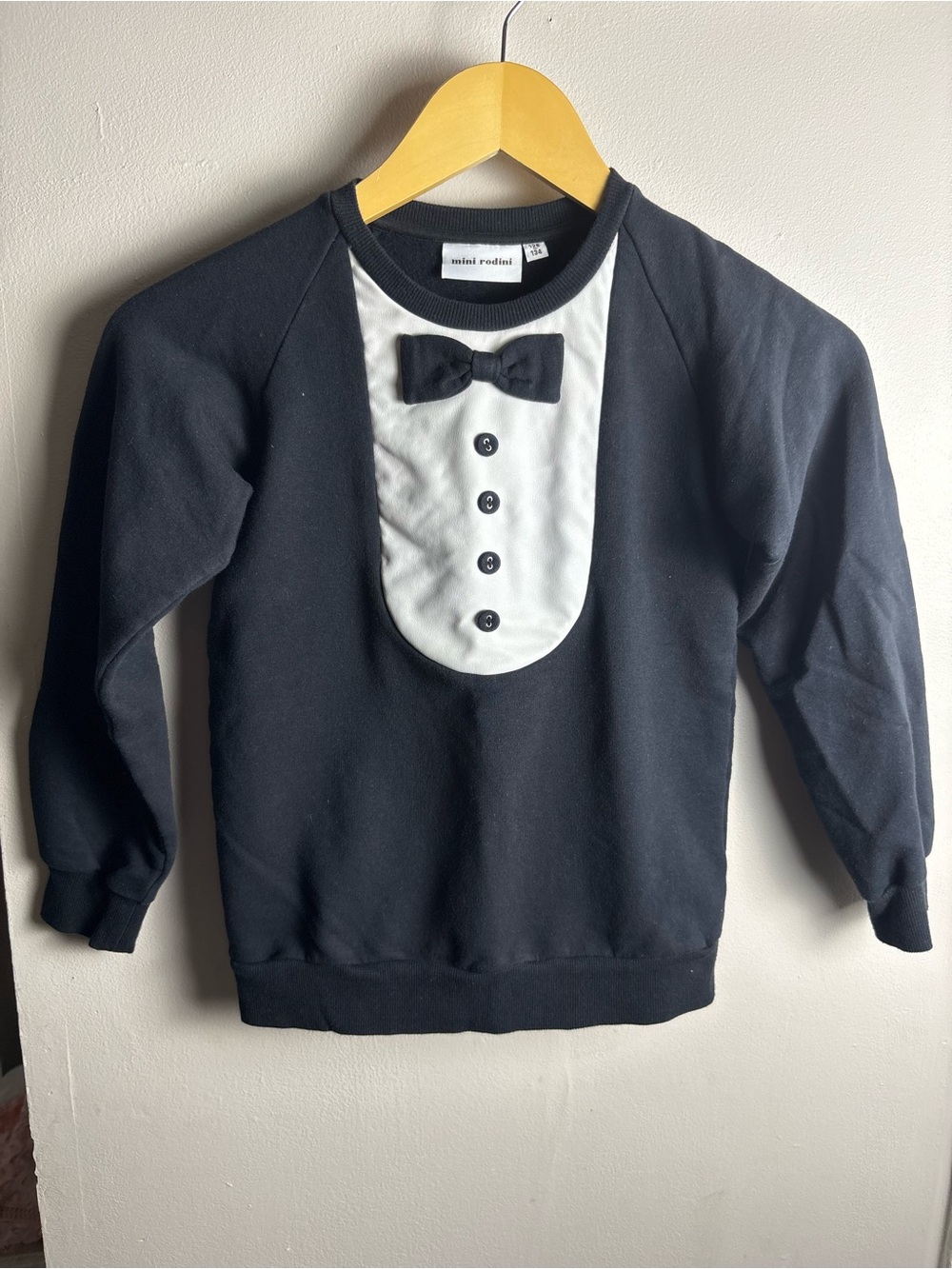 Mini Rodini black and white bow-tie tuxedo sweatshirt Size 7-9 Years